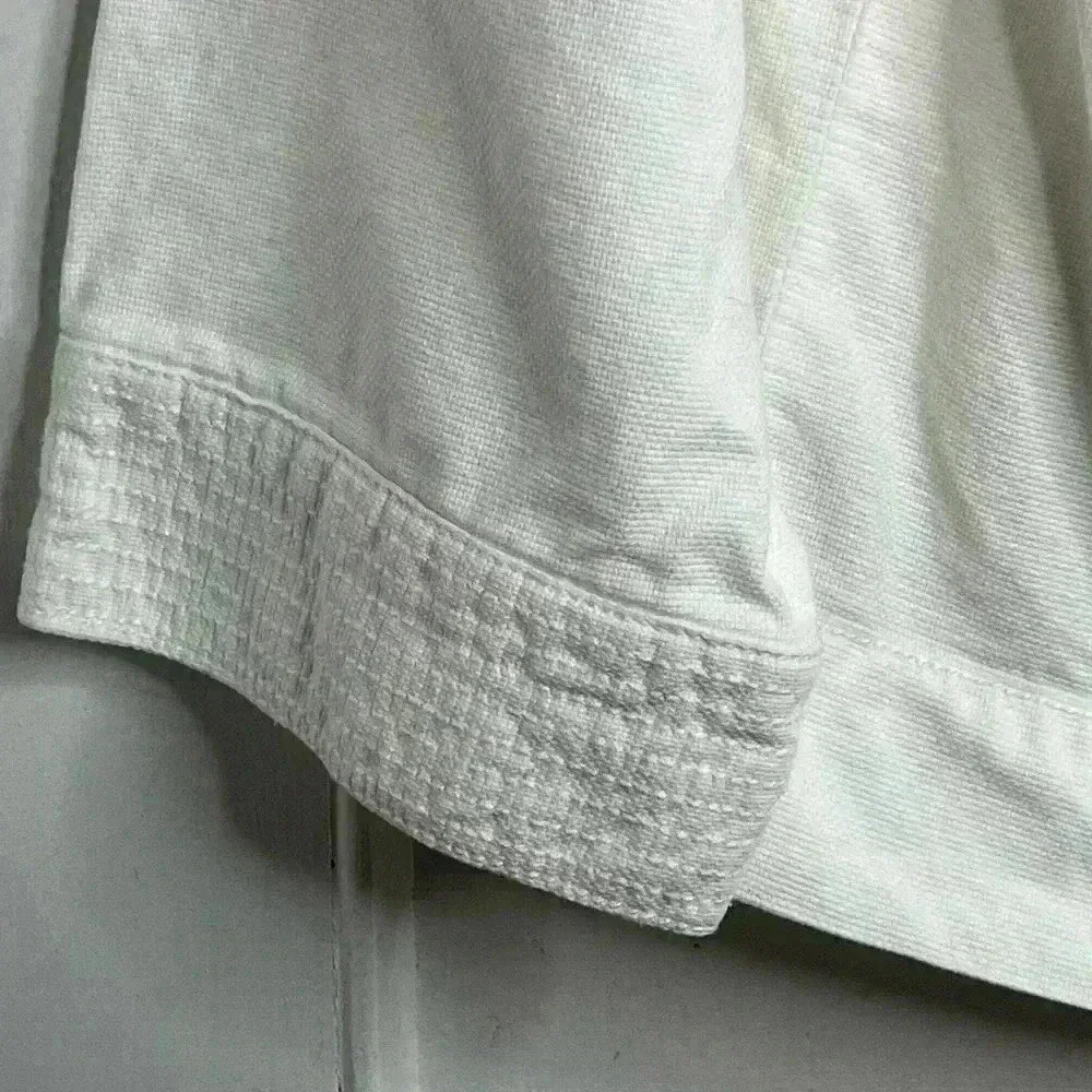 White Cotton Rounded  Neck Jacket Size 14 - Picture 5 of 9